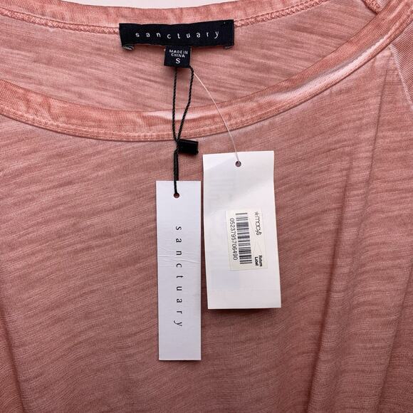Sanctuary Top NWT Women's Sz Small NWT Adrienne Twist Tee Burnout Desert Rose - Picture 3 of 6